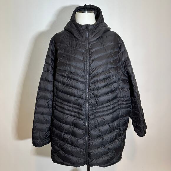 Lands End Black Down Long Puffer Coat Jacket Hooded Womens Plus Size 3X 24W-26W - Picture 1 of 12